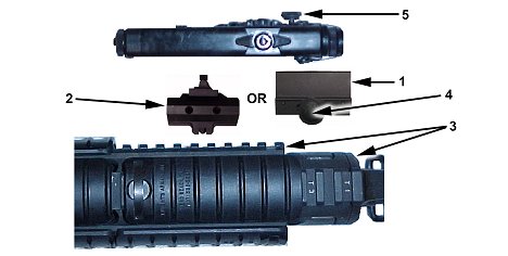 Figure 2-32. Mounting the AN/PEQ-2A on the M16A4 and M4 MWS.