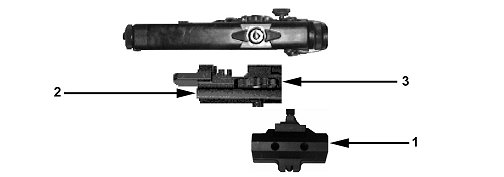 Figure 2-33. MILES training extender bracket installation on M16-/M4-series weapons.