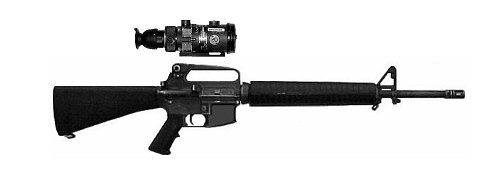 Figure 2-38. AN/PVS-4 on the M16A2-series weapons.